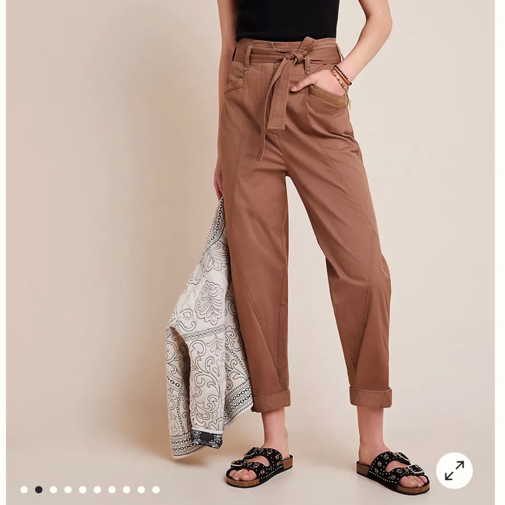 Anthropologie Ellie Embroidered Utility Pants size 10